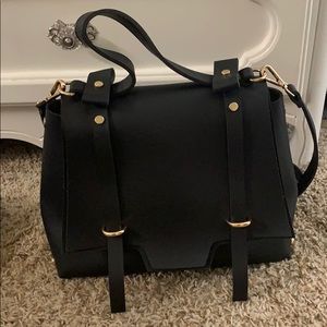 NWOT black satchel with gold hardware